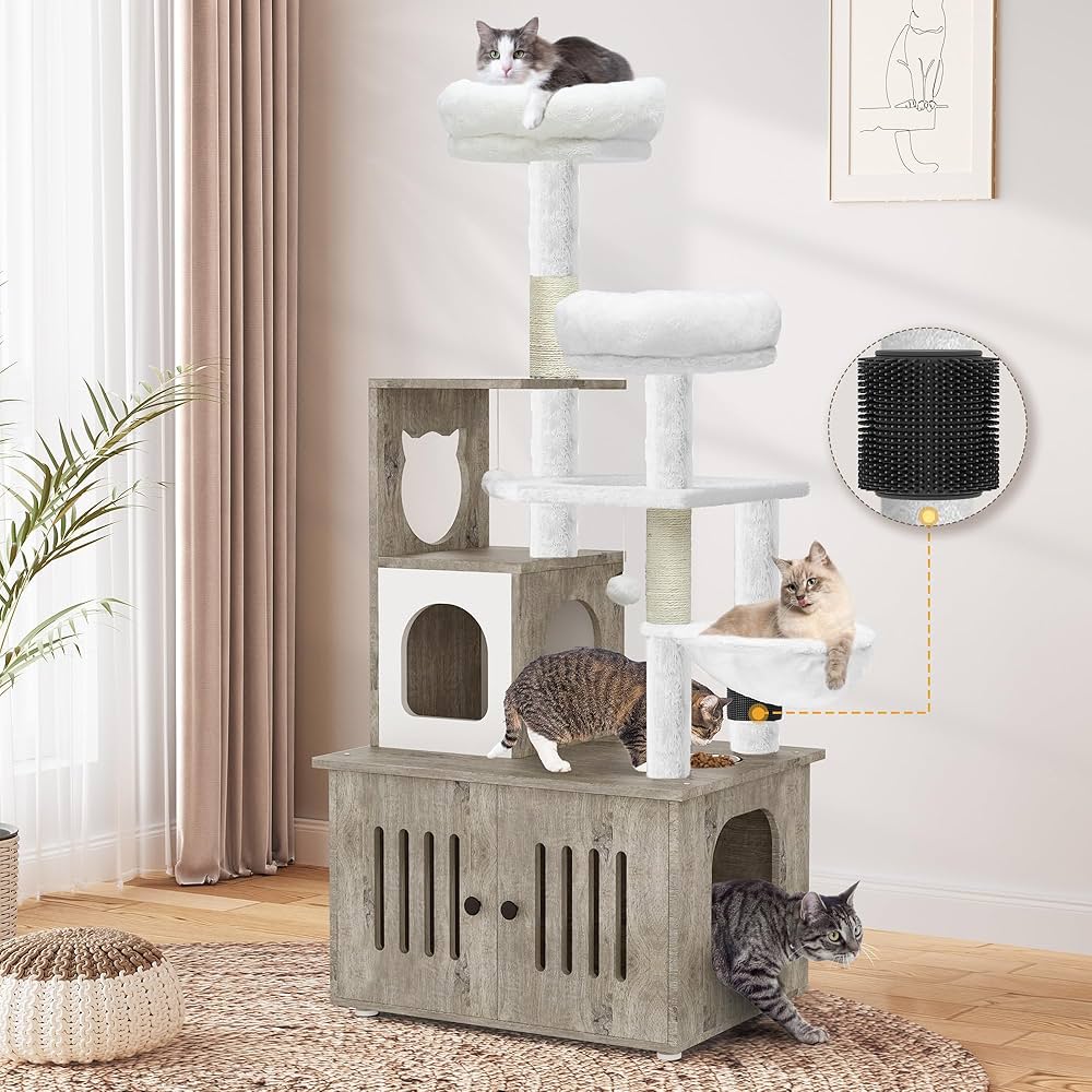 Shamrock ★ Cat  Amazon.com: YITAHOME Cat Tree with Litter Box Enclosure, 2